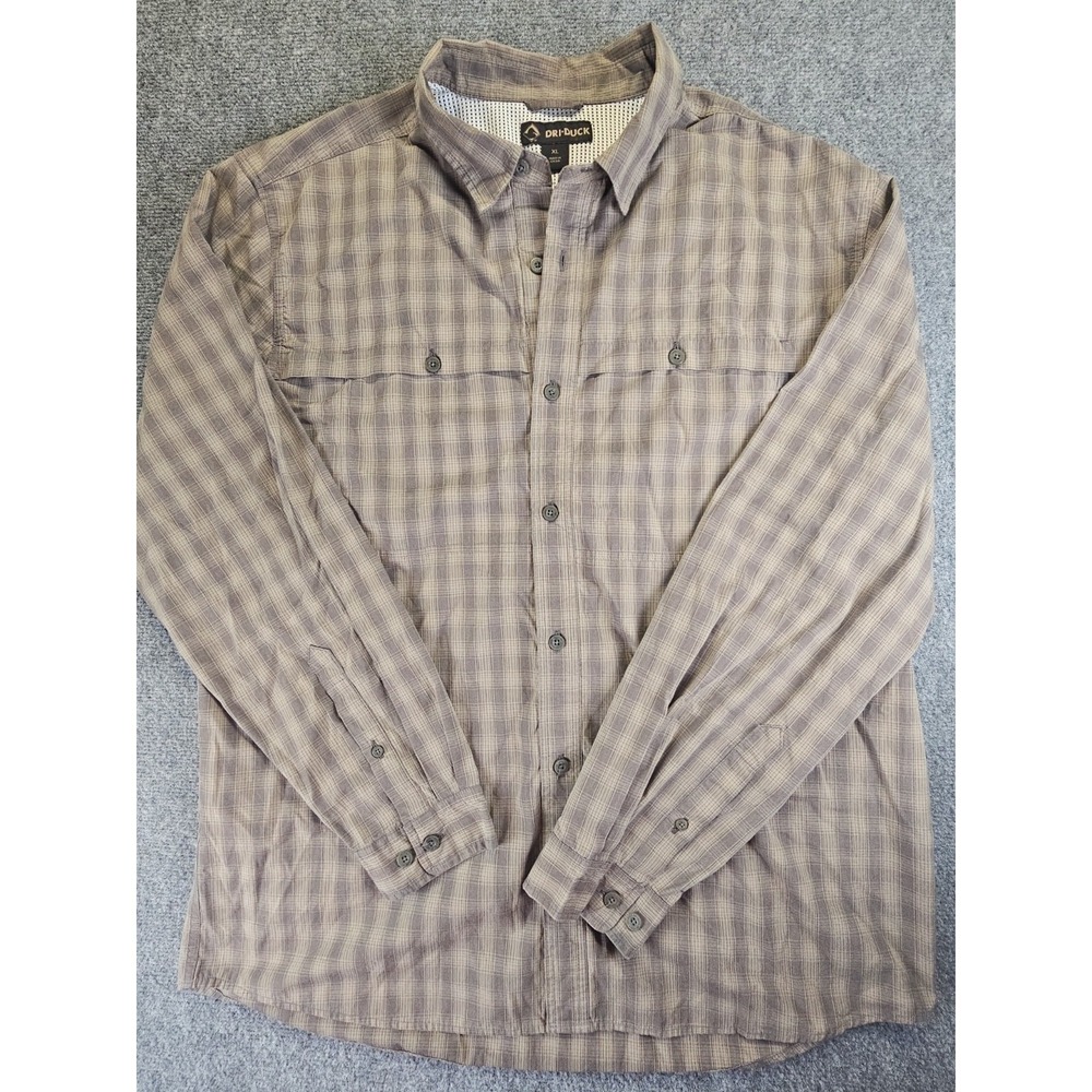 Vintage Dri Duck Mens XL Plaid Button Up Shirt Vented Outdoor Utility 1679